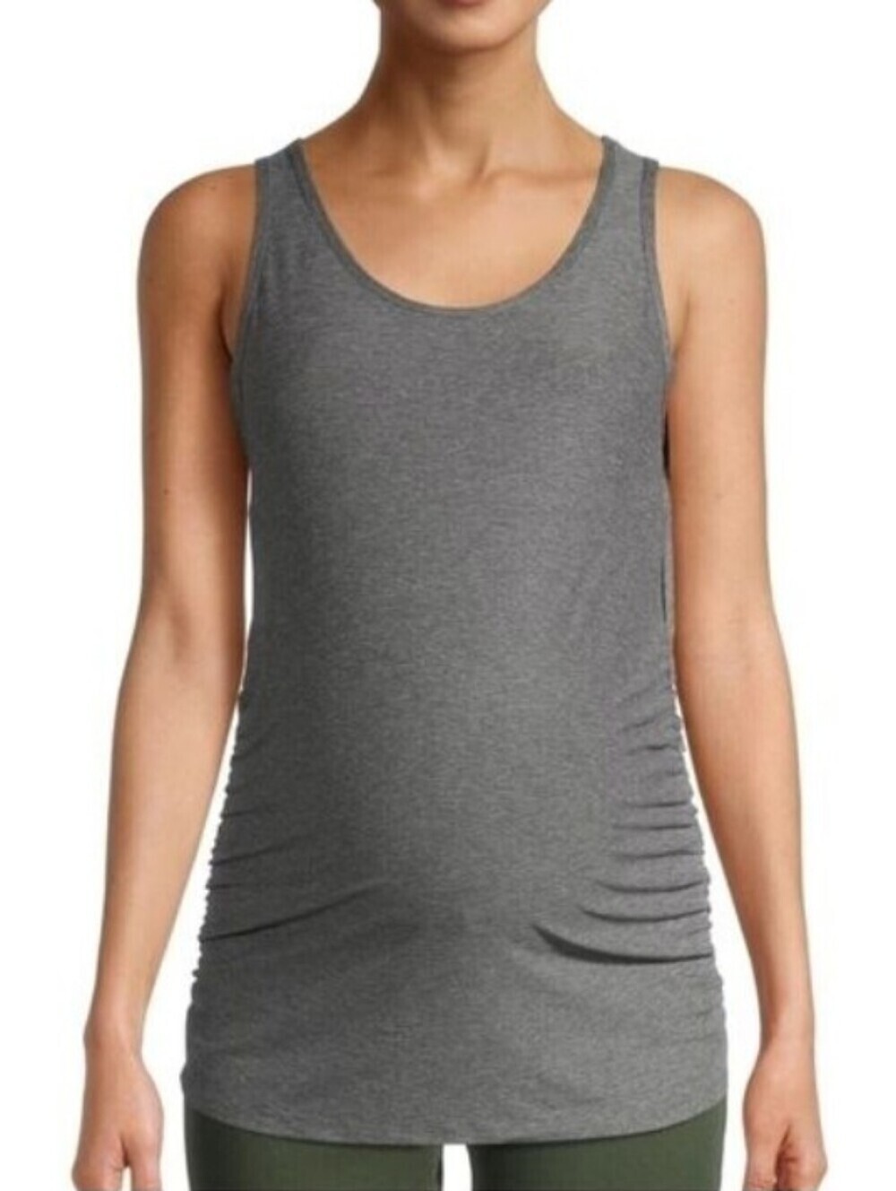Time and Tru Gray Ruched Side Sleeveless Maternity Basic T-Shirt Tank Top Sz XL